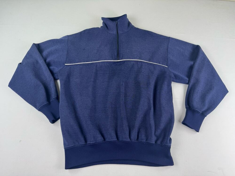 Vintage LL Bean Quarter Zip Sweatshirt Mens Medium Blue Pullover USA